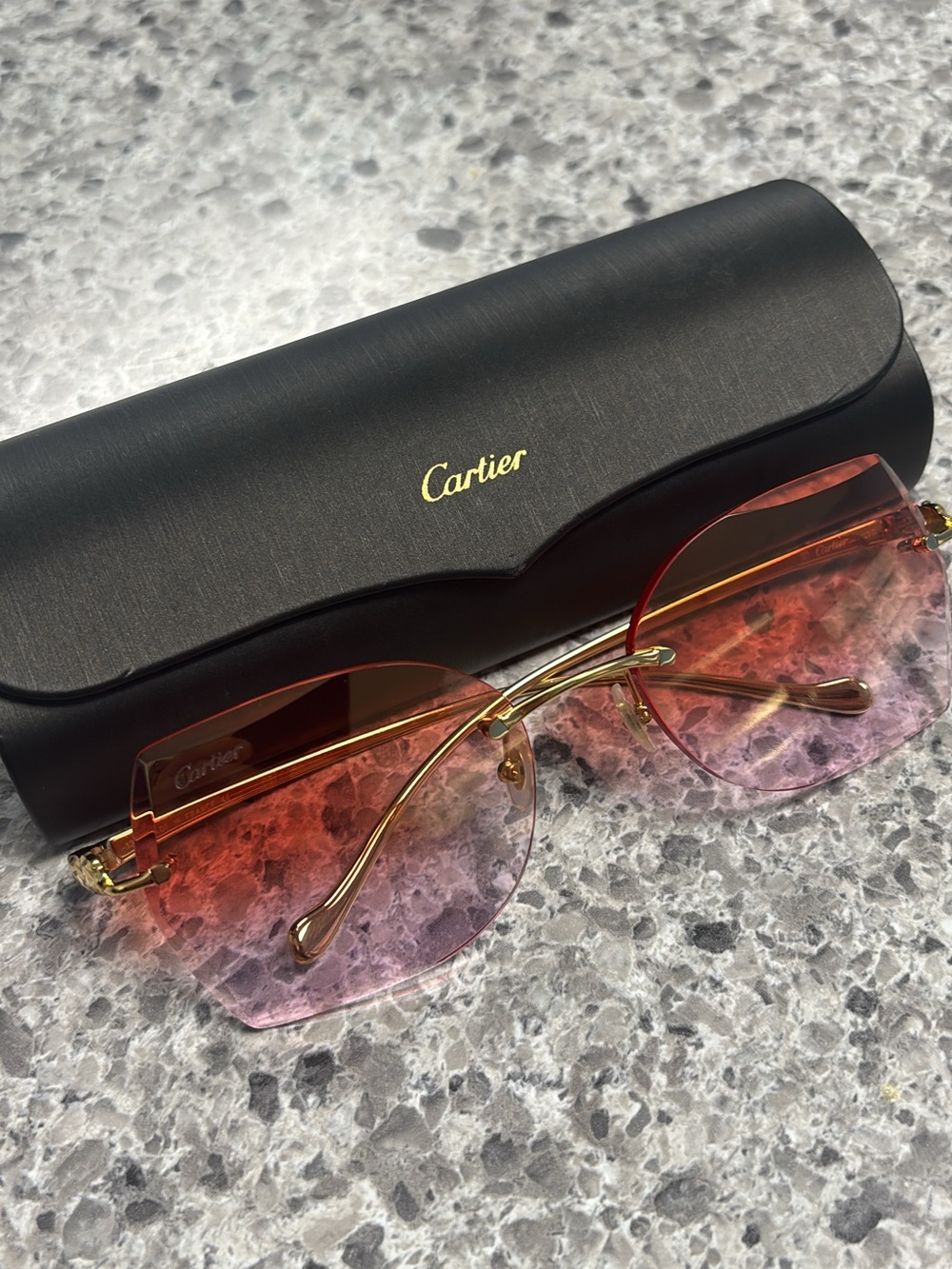 Cartier Rimless Sunglasses - Brown and Gold Accent